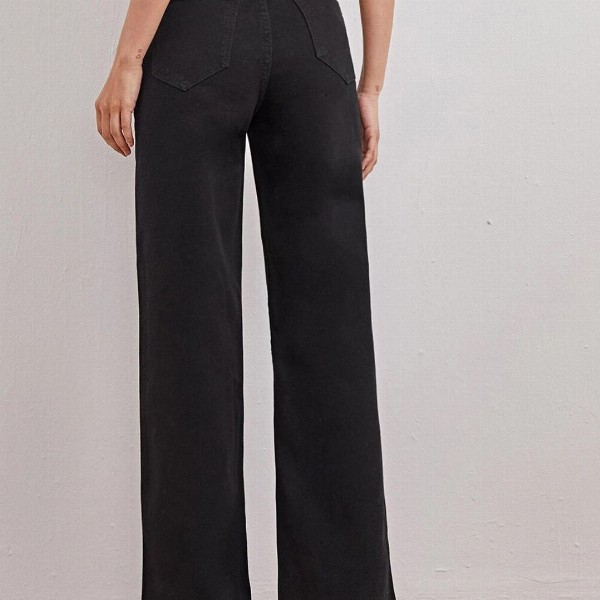 Kotty Women Black Jean Straight Fit High-Rise Stretchable Jeans