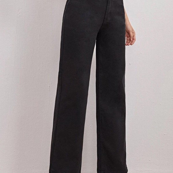 Kotty Women Black Jean Straight Fit High-Rise Stretchable Jeans