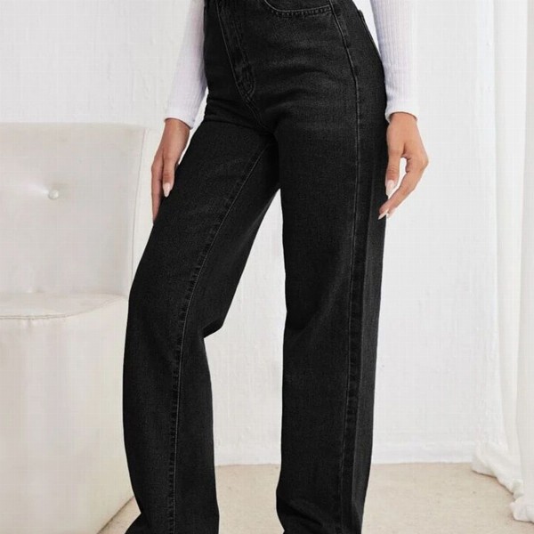 Off Duty India Women Comfort Straight Fit Cotton High-Rise Jeans