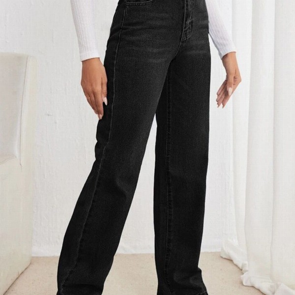 Off Duty India Women Comfort Straight Fit Cotton High-Rise Jeans