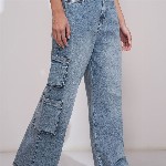 Street By Tokyo Talkies Women Wide Leg Light Fade Stretchable Jeans