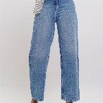 FREAKINS Women Straight Fit High-Rise Mildly Distressed Light Fade Cotton Jeans