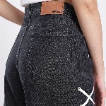 glitchez Women Baggy Wide Leg High-Rise Jeans With Fisheye Studs Tie Up