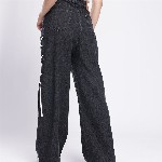 glitchez Women Baggy Wide Leg High-Rise Jeans With Fisheye Studs Tie Up