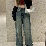 StyleCast Women Wide Leg High-Rise Heavy Fade Denim Jeans