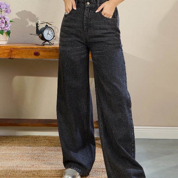 SASSAFRAS BASICS Women Straight Fit High-Rise Light Fade Jeans