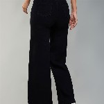DOLCE CRUDO Wide Leg High Rise Clean Look Regular-Length Stretchable Denim Jeans
