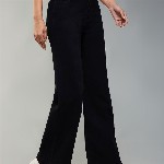 DOLCE CRUDO Wide Leg High Rise Clean Look Regular-Length Stretchable Denim Jeans