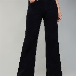 DOLCE CRUDO Wide Leg High Rise Clean Look Regular-Length Stretchable Denim Jeans