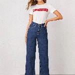 Kotty Women Navy Blue Jean Straight Fit High-Rise Stretchable Jeans