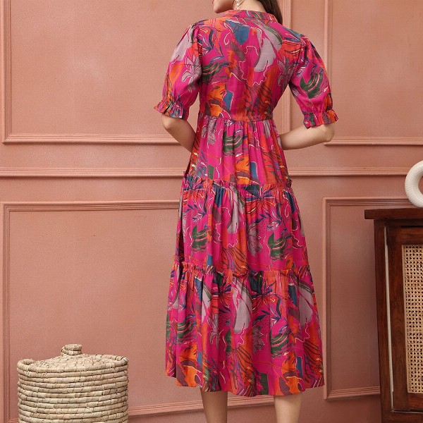 Claura Women Floral Printed  Fit & Flare Midi Dress