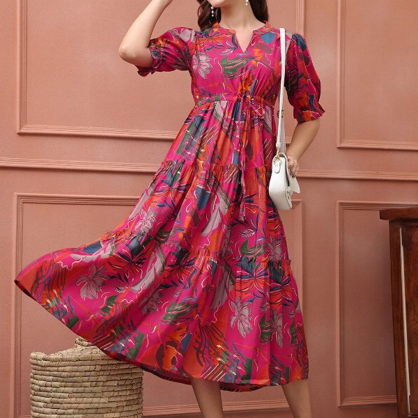 Claura Women Floral Printed  Fit & Flare Midi Dress