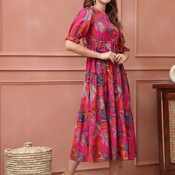 Claura Women Floral Printed  Fit & Flare Midi Dress