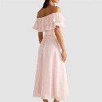 Forever New Women Off-Shoulder Flutter Sleeve Fit and Flare Midi Dress