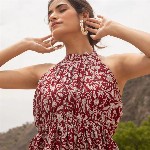 Anasi Clothing Floral Cotton Halter Neck Empire Mini Dress