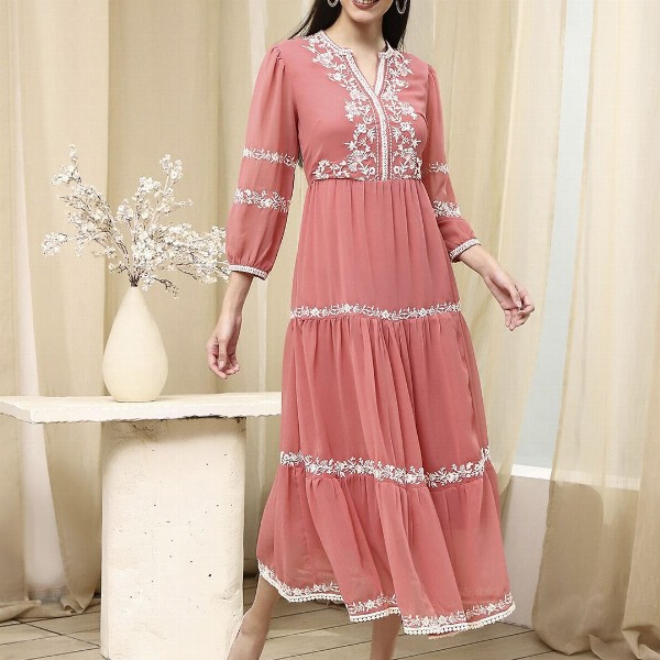 Biba Women Ethnic Motifs Embroidered Fit & Flare Dress