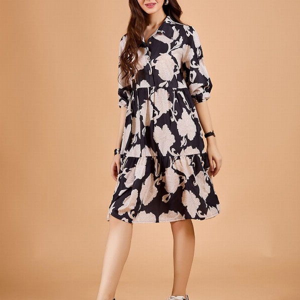 DressBerry Women Printed Fit & Flare Dress
