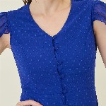 aayu Women V-Neck Tiered Self Design Flutter Sleeves A-Line Maxi Dress