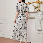 Bollyclues Women Floral Printed  A-Line Midi Dress