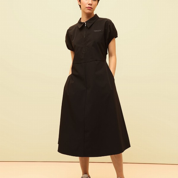 ONLY Puff Sleeve Shirt Midi Dress