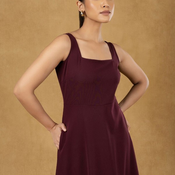 PowerSutra Solid Strappy Fit And Flared Dress