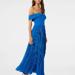 Forever New Women Off-Shoulder Accordion Pleats A-Line Midi Dress