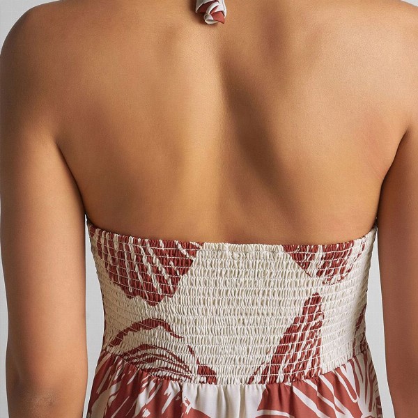 GABLOR Print Halter Neck Satin Maxi Midi Dress