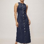 The Label Life Women Button Down Denim Sheath Midi Dress