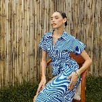 Pink Paprika by SASSAFRAS Women Striped Printed Shirt Collar A-Line Midi Dress