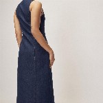 The Label Life Women Button Down Denim Sheath Midi Dress