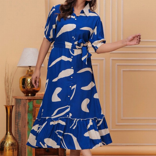 SARAI CREATIONS Print Fit & Flare Maxi Dress