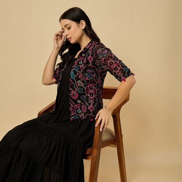 Azira Fit & Flare Midi Dress With Jacket