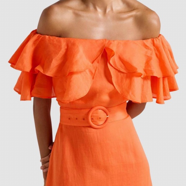 Forever New Women Off-Shoulder Flared Sleeve A-Line Midi Dress