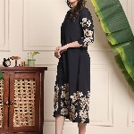 Claura Women Floral Printed A-Line Midi Dress