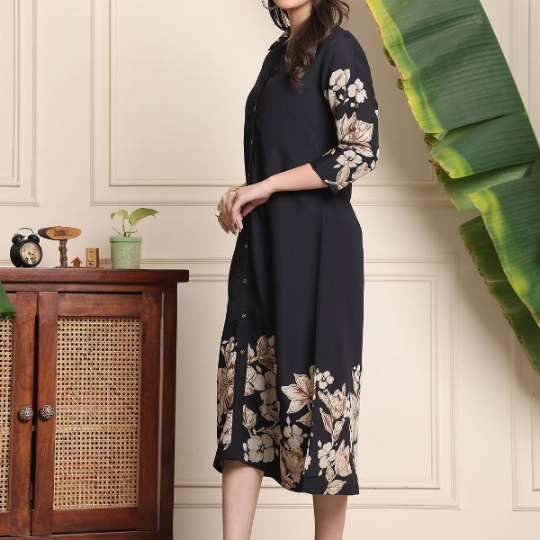 Claura Women Floral Printed A-Line Midi Dress