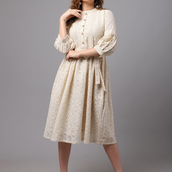 Tulsattva Off White Midi Dress