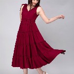 KASYA V-Neck Sleeveless Tiered Maxi Midi Dress