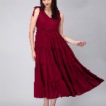 KASYA V-Neck Sleeveless Tiered Maxi Midi Dress