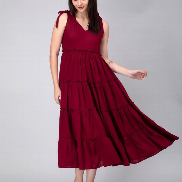 KASYA V-Neck Sleeveless Tiered Maxi Midi Dress