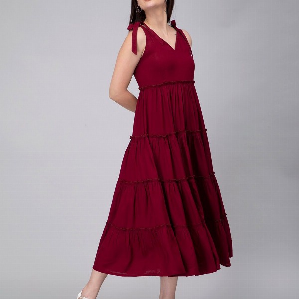 KASYA V-Neck Sleeveless Tiered Maxi Midi Dress