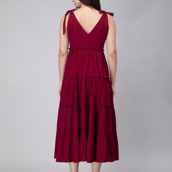 KASYA V-Neck Sleeveless Tiered Maxi Midi Dress