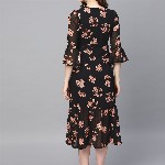 SASSAFRAS Black & Pink Floral Printed Wrap Dress