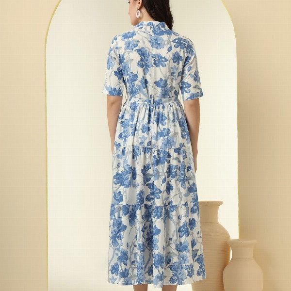 KALINI Floral Printed Fit & Flare Midi Dress