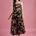 DressBerry Floral Print Chiffon Maxi Dress