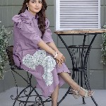 WEAVLLITE Floral Puff Sleeve Applique A-Line Midi Dress