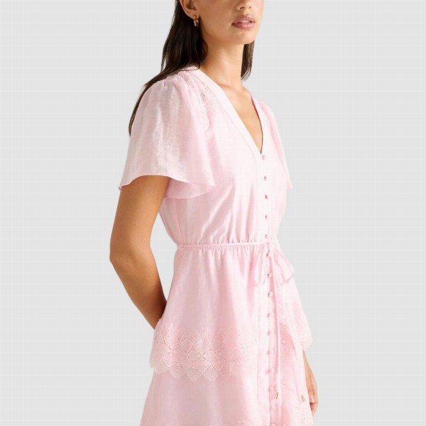 Forever New Women V-Neck Flutter Sleeve Fit and Flare Dress