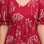 DAMMODE Women Cotton Floral Printed Empire Maxi Dress