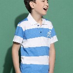 Lil Tomatoes Boys Striped Polo Collar Casual T-shirt