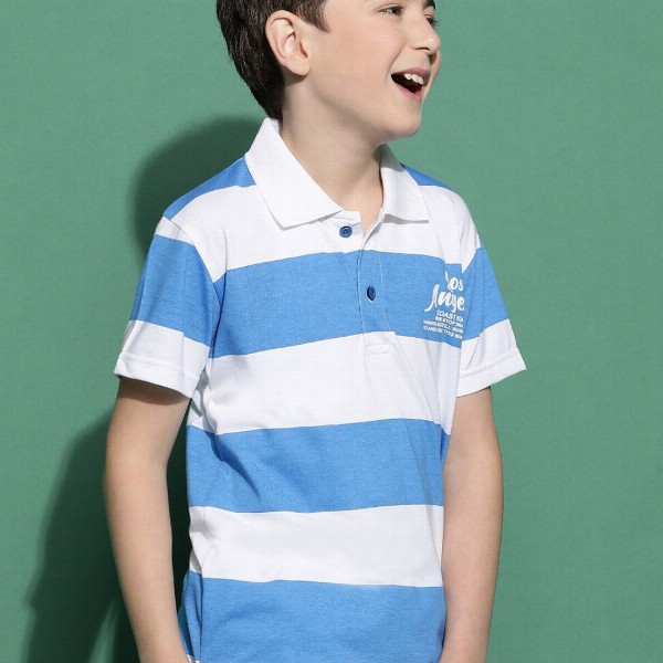 Lil Tomatoes Boys Striped Polo Collar Casual T-shirt