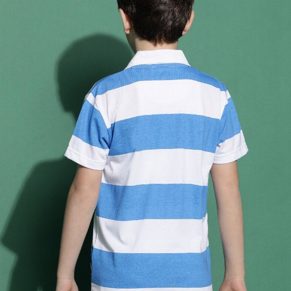 Lil Tomatoes Boys Striped Polo Collar Casual T-shirt
